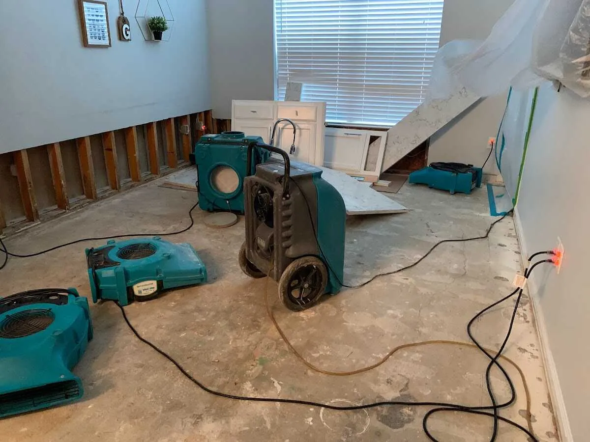 Dehumidifier in flood-cut room for Water Damage Restoration in Big Bear City